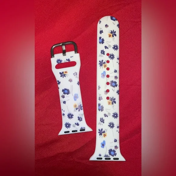 SOLD NEW WATCH BAND WHITE FLORAL PRINT SIZE 48 x 40Mm NEVER USED - Picture 6 of 7